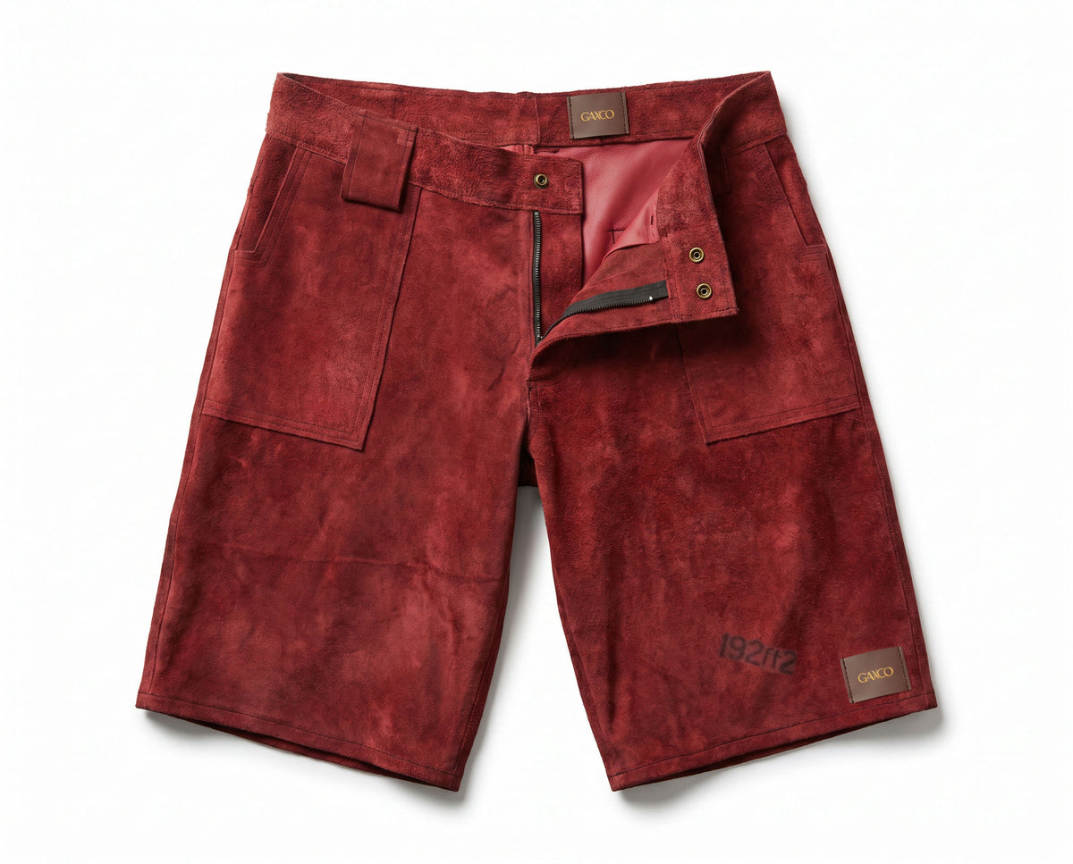 Red Velvet Leather Jorts
